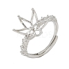 Flower Brass Micro Pave Cubic Zirconia Adjustable Ring Settings KK-K297-17P-1