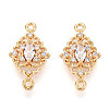 Brass Pave Clear Cubic Zirconia Connector Charms KK-T078-18G-02-1