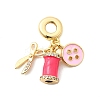 Brass Micro Pave Clear Cubic Zirconia European Dangle Charms X-KK-F904-08G-1