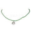 Stainless Steel Pendant Electroplate Glass Faceted Rondelle Beaded Necklaces NJEW-JN05530-4