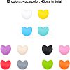 48Pcs 12 Colors Food Grade Eco-Friendly Silicone Focal Beads SIL-CA0001-43-3