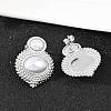304 Stainless Steel ABS Plastic Imitation Pearl Oval Stud Earrings EJEW-Z141-01P-2