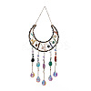 Brass Wire Wrapped Natural Mixed Gemstone Chips Moon Suncatchers HJEW-D302-05-2