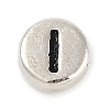 925 Sterling Silver Flat Round with Letter Beads STER-G044-01AS-I-1