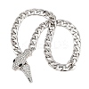 Alloy Rhinestone Snake Cuban Link Chain Necklaces for Women WGC9FDE-04-3