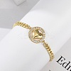 Brass Micro Pave Clear Cubic Zirconia Link Bracelets BJEW-M050-03G-02-3