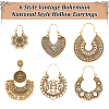 6 Pairs 6 Style Alloy Hollow Thick Hoop Earrings EJEW-AN0001-12-3
