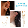4Pcs Long Chain Tassel Drop Cuff Earrings with Imitation Pearl EJEW-KS0001-04-6