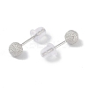 Anti-Tarnish Rhodium Plated 999 Fine Silver Texture Round Stud Earrings for Women EJEW-S215-08P-3