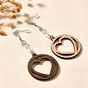 304 Stainless Steel Wood Hollow Heart Dangle Earrings EJEW-M074-03P-5