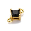 Brass Cubic Zirconia Rhombus Connector Charms KK-F894-12G-04-2