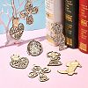 35Pcs 7 Styles Wedding Theme Wooden Huggie Pendants WOOD-CJ0002-07-6