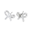 Bowknot CCB Plastic Stud Earrings for Women EJEW-Q382-07P-2
