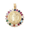 Brass Cubic Zirconia Pendants KK-Z050-07G-01-1