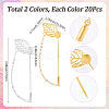 40Pcs 2 Styles Leaf Stainless Steel Round Tray Stick Lapel Pins JEWB-SC0001-75A-2