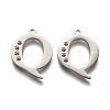 Tarnish Resistant 304 Stainless Steel Letter Pendant Rhinestone Settings STAS-Y006-61P-Q-1