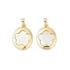 Brass Pave Natural White Shell Pendants KK-R213-02G-01-1