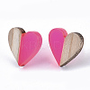 Transparent Resin & Wood Stud Earrings LS-EJEW-N017-002A-D06-2