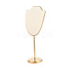 Bust Shaped Microfiber Necklace Display Stands with Golden Tone Aluminum Alloy Support ODIS-H006-01D-1