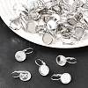 Tarnish Resistant Flat Round Tray Smooth Surface 304 Stainless Steel Leverback Earring Findings STAS-R065-65-5