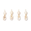 4Pcs 4 Styles Natural Cowrie Shell & Dyed Synthetic Turquoise Turtle Copper Wire Wrapped Pendants PALLOY-JF04035-02-1