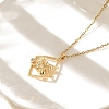 Brass Clear Cubic Zirconia Pendant Necklaces for Women NJEW-R018-02G-02-1