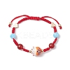 Fortune Cat Handmade Porcelain & Natural Carnelian & Acrylic Braided Bead Bracelets BJEW-JB10504-1
