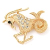 Golden Zinc Alloy with Rhinestone Brooches LS-JEWB-B018-03G-10-1