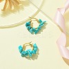 Synthetic Turquoise Chips Braided Hoop Earrings EJEW-JE04940-25-3