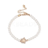 Brass Pave Clear Cubic Zirconia Star Link Chain Bracelets BJEW-M321-01A-1