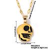 Stylish Halloween Skull 304 Stainless Steel Black Enamel Pendant Dapped Chain Necklaces IJ5988-3