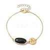 Natural Black Onyx(Dyed & Heated) Faceted Oval Link Bracelets BJEW-JB10263-01-1