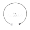 Round Plastic Imitation Pearl Stud Earrings & Cubic Zirconia and Rhinestone Cuff Choker Necklaces Sets SJEW-U003-03P-4
