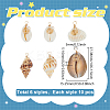 60Pcs 6 Style Natural Shell Pendants PALLOY-ME00019-2