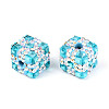 Polymer Clay Rhinestone Beads with Square Acrylic CLAY-T022-03G-2
