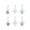 Heart Angel Glass & Glass Pearl Pendant Decorations HJEW-JM03773-02-2