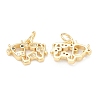 Brass Clear Cubic Zirconia Charms ZIRC-B010-22G-2