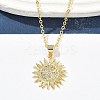Brass Micro Pave Clear Cubic Zirconia Sun Pendant Necklaces for Women NJEW-S449-05A-G-3