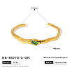 304 Stainless Steel Micro Pave Green Cubic Zirconia Cuff Bangles for Women WG3B407-04-1
