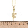 Brass Pave Full Cubic Zirconia Snake Pendant Necklaces NJEW-D309-02G-B-3