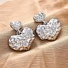 Hammered Heart Brass Dangle Stud Earrings EJEW-R025-23P-2