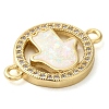 Rack Plating Brass Micro Pave Clear Cubic Zirconia Ring with Hamsa Hand Connector Charms KK-K385-090G-2