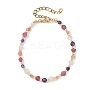 Natural Tourmaline & Rose Quartz & Sunstone & Amethyst Faceted Round Beaded Bracelets BJEW-JB14144-3