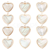 12Pcs Brass Pave White Shell Heart Charms FIND-BC0013-84A-1