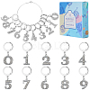 Number 0~9 Alloy Rhinestone Pendant Stitch Markers HJEW-SC00012-1
