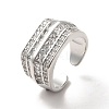 Clear Cubic Zirconia Multi Line Open Cuff Ring RJEW-C041-01P-1