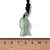 Natural Mixed Stone Fish Pendant Black Nylon Cord Necklaces NJEW-G185-01-7
