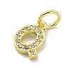 Letter Brass Micro Pave Clear Cubic Zirconia Pendants KK-K354-06G-Q-2