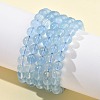 Natural Aquamarine Round Bead Stretch Bracelets for Men Women BJEW-U034-01D-02-1