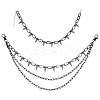 Punk Exaggerated Alloy Cable Necklaces & Aluminum & Iron Spike Rivet Tassel Chains Belt Jewelry Sets SJEW-AR0001-02-1
